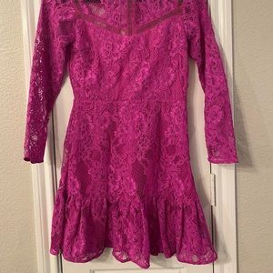 Pink lace long sleeve dress